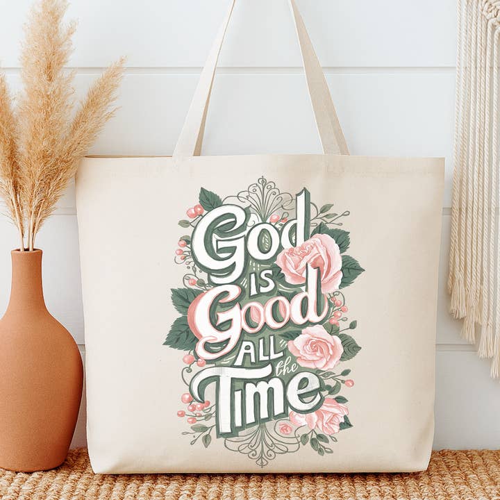 God is Good Christian Tote | Floral Gift Bag | Religious for wholesale by ATTA TOOD LLC