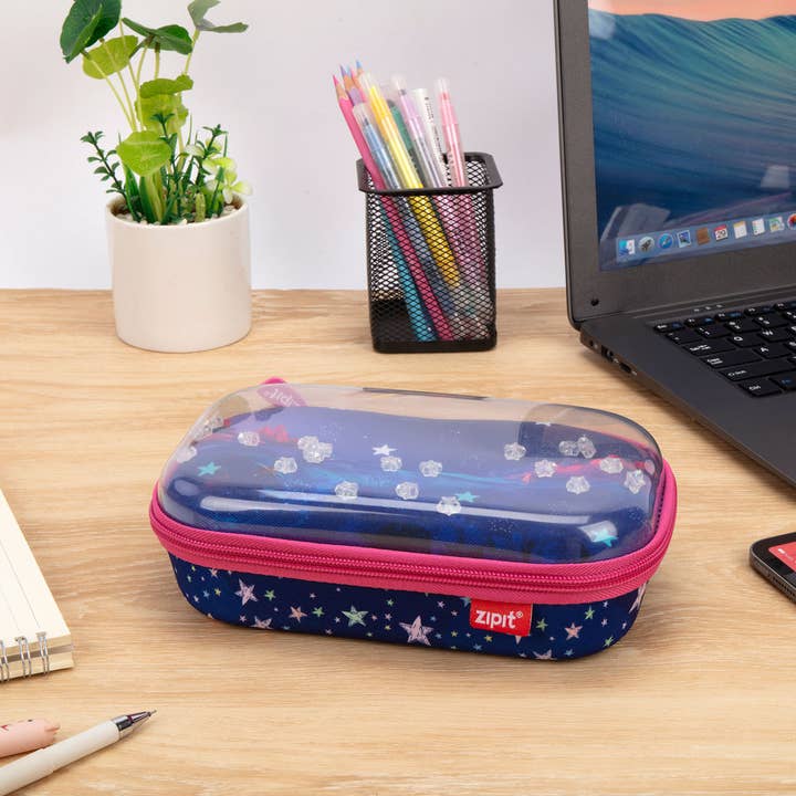 ZIPIT - Wholesale Pencil case/pouch - ZIPIT Stars Clear Top Box, Pencil Case, Gift for Girls1