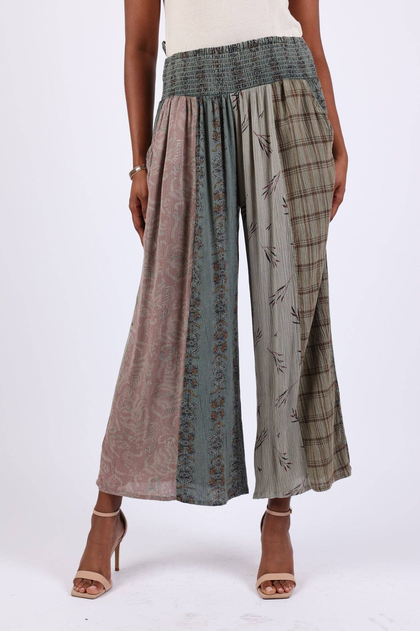 Sacred Threads - Vendita all'ingrosso Pantalone - Donna - Pantaloni Palazzo Patchwork Vintage Terrosi (Sogno Selvaggio Intrecciato)2