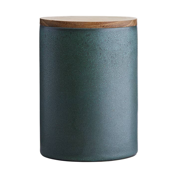 Rå N.Grøn Canister W/Låg Teak Canister H15Xd10 Cm. 1 stk for engroshandel hos Aida A/S