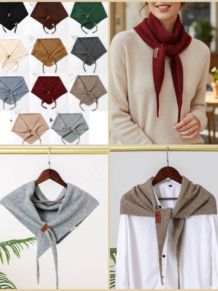 JC023330W Sophie Bufanda Triangular de Punto Mini en Mezcla de Cachemira con Brillo para venta al por mayor de JC Sunny Fashion