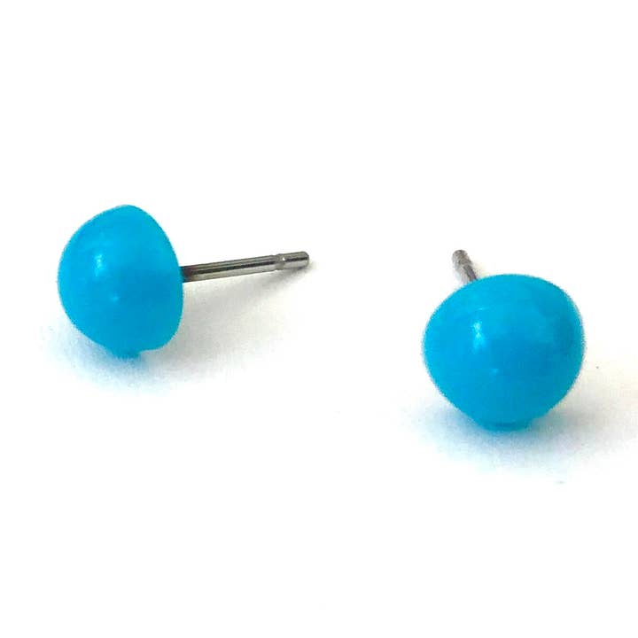 Turkisblå Retro Button Øreringe - Minimalistisk Størrelse for engroshandel hos Leetie Lovendale