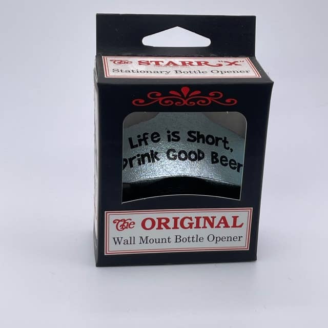 STARR – Großhandel Flaschenöffner/Korkenzieher – Life Is Short STARR „X“ Flaschenöffner mit Wandhalterung0