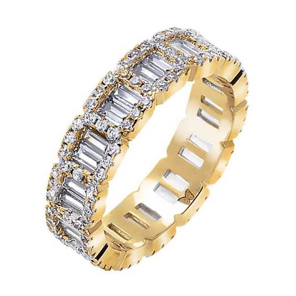 CZ Baguette X Round Illusion Eternity Band Ring for wholesale by By Adina Eden