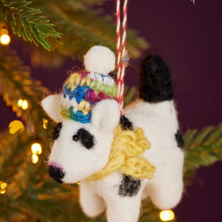 Namaste - Wholesale Christmas decoration - Felt Cosy Dog Decoration0