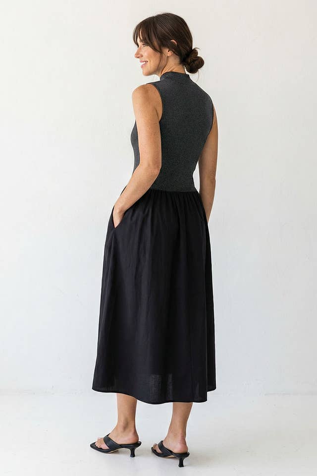 Naked Zebra - Vente Robe – femme - Robe midi sans manches à col montant9