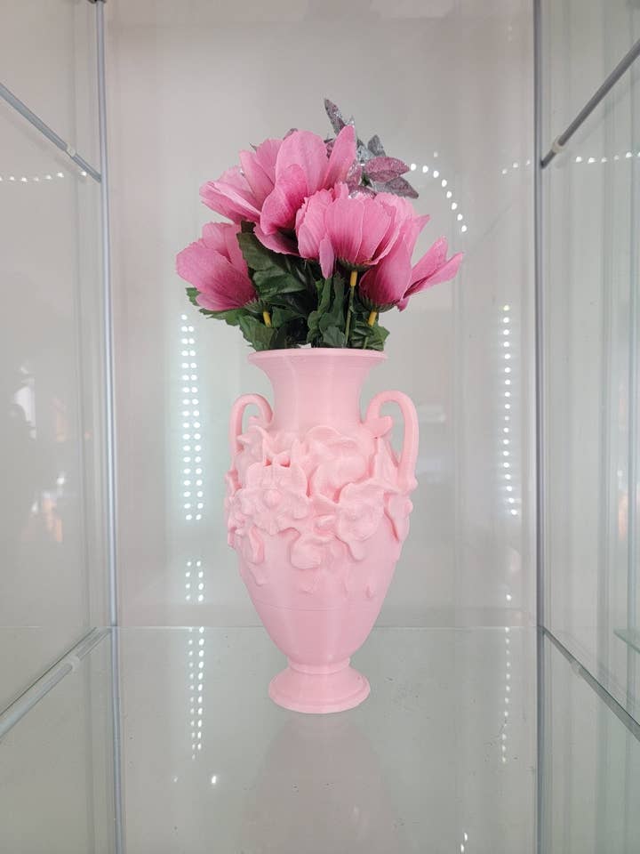 Vintage-inspireret lyserød blomster-vase – 3D-printet elegance for engroshandel hos JDCOLFASHION LLC