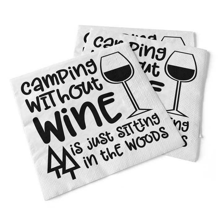 Pinetree Innovations - Wholesale Disposable Napkin - Camping Without Wine | Beverage Napkins