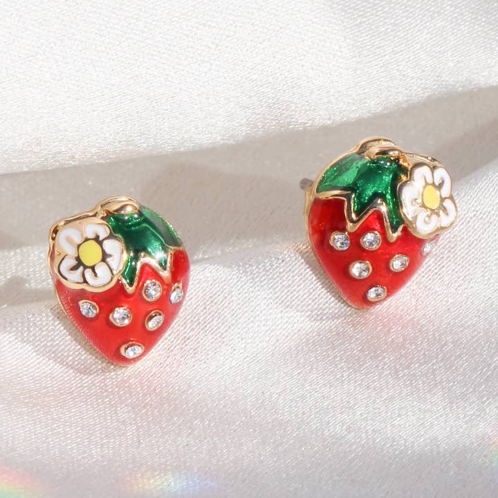 Strawberry Stud Earrings for wholesale by Wildflower + Co.