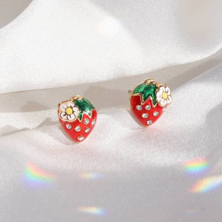 Strawberry Stud Earrings for wholesale by Wildflower + Co.