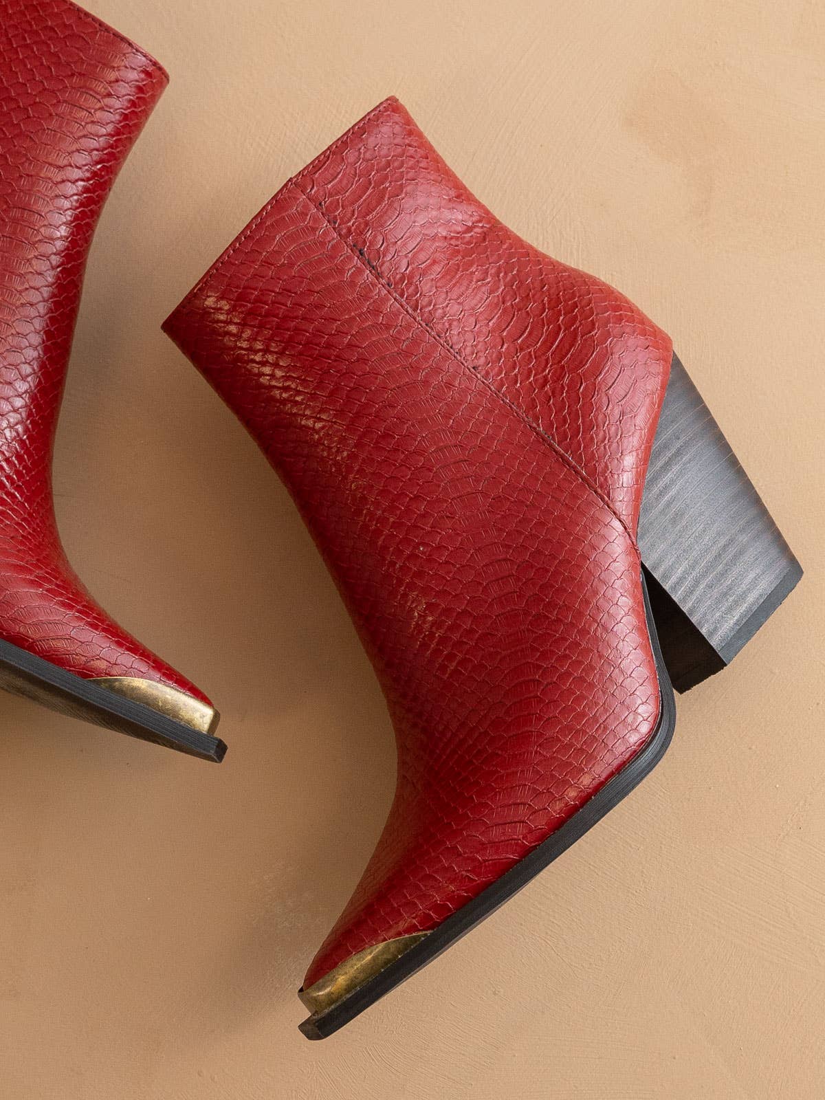 The Frankie | Red Pointed Toe Cap Bootie for wholesale on Faire5
