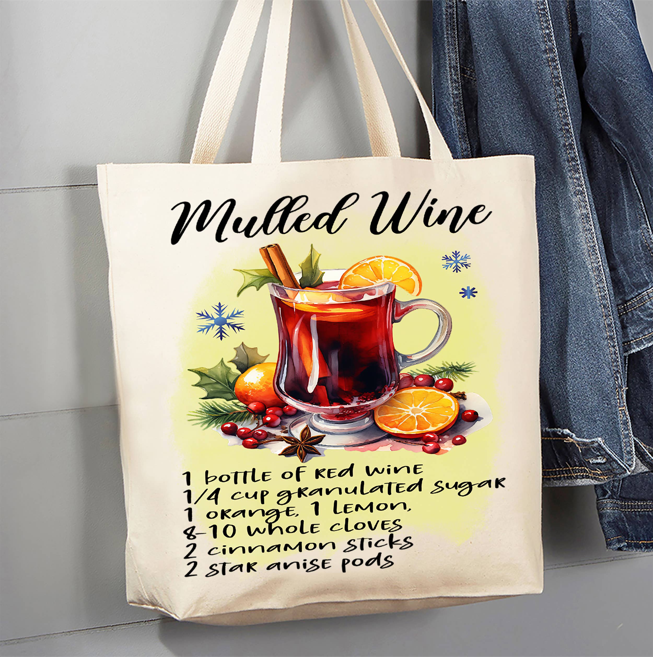 Avery Lane Gifts - Wholesale Tote Bag - Women's - Christmas Cocktail Mulled Wine Recipe Canvas Tote Bag0