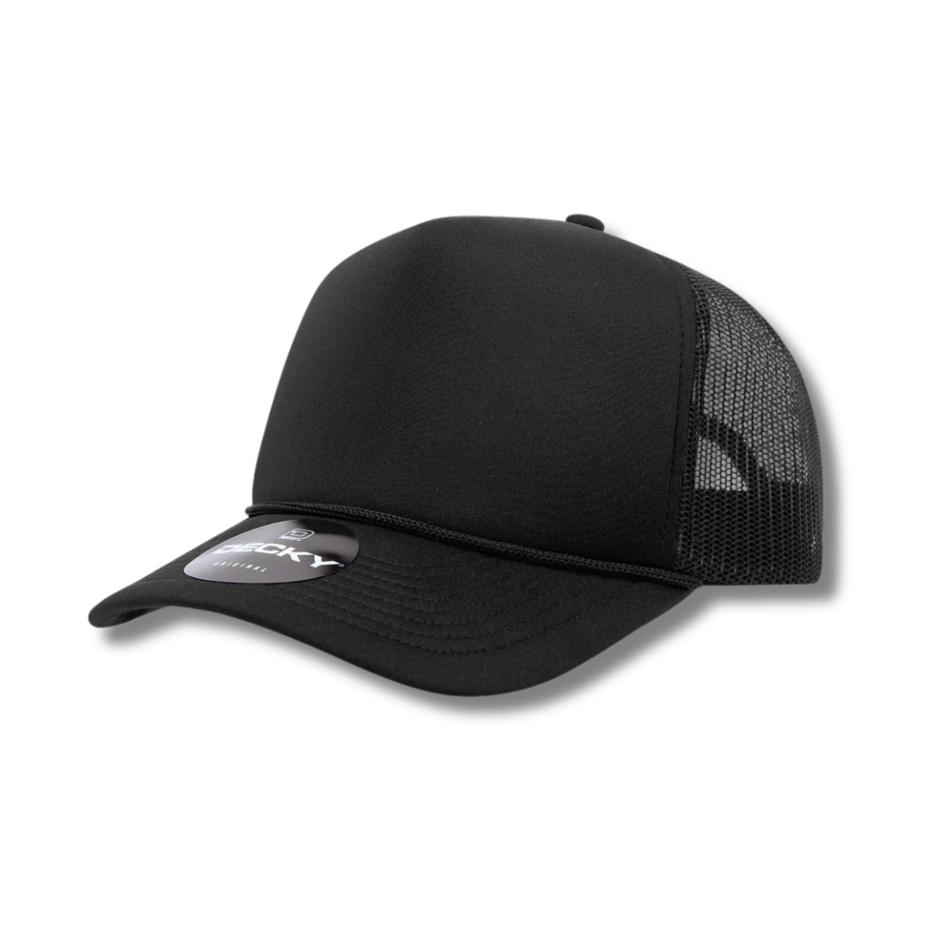 Love, Paige Designs - Wholesale Trucker Hat - Unisex - Decky 5 Panel Foam Trucker Hat - Black0