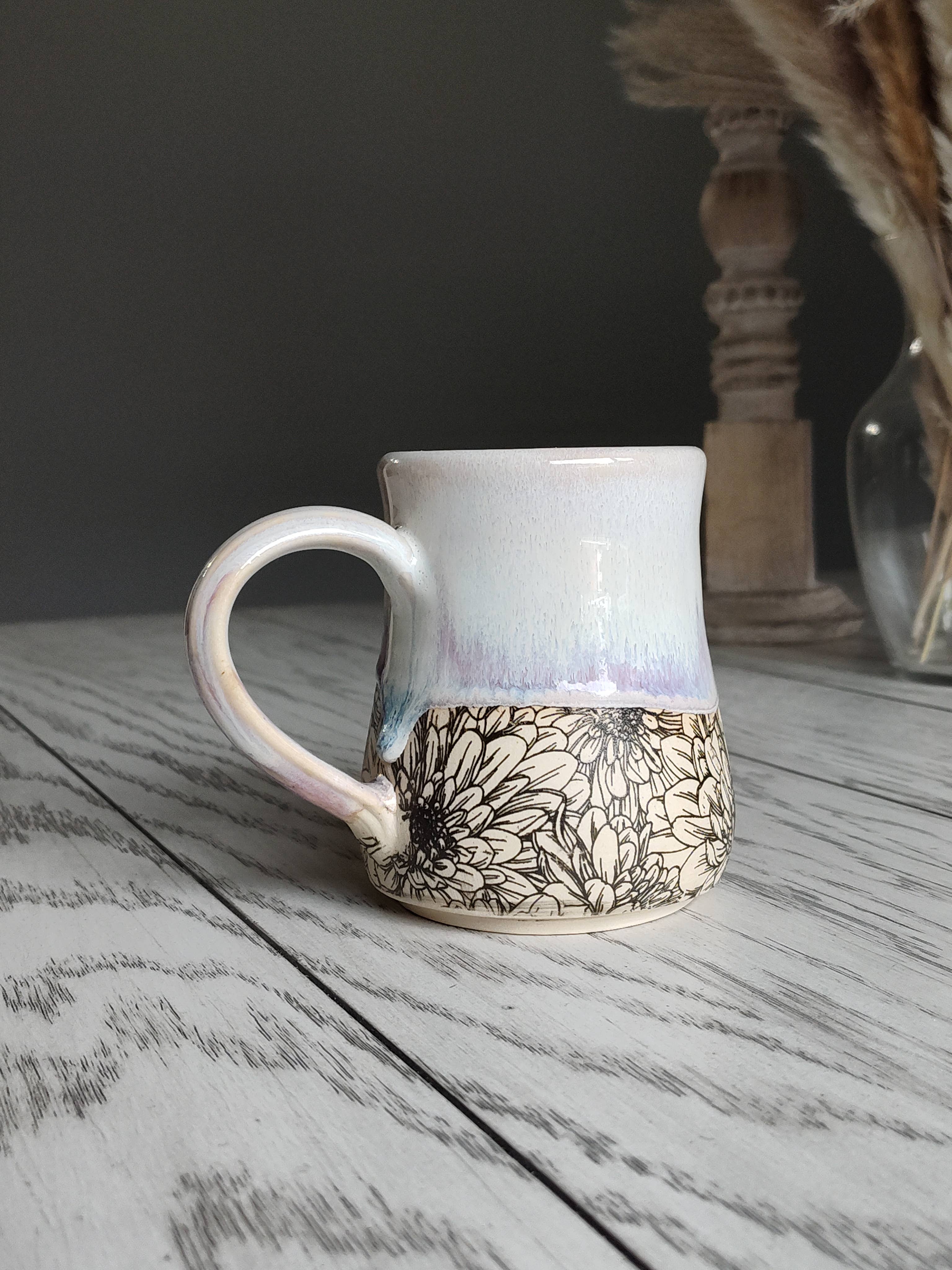 Rise and Design Art Studio - Wholesale Coffee Mug - Floral Ceramic Mug – Pink & Purple Garden Cup (12-14oz)2