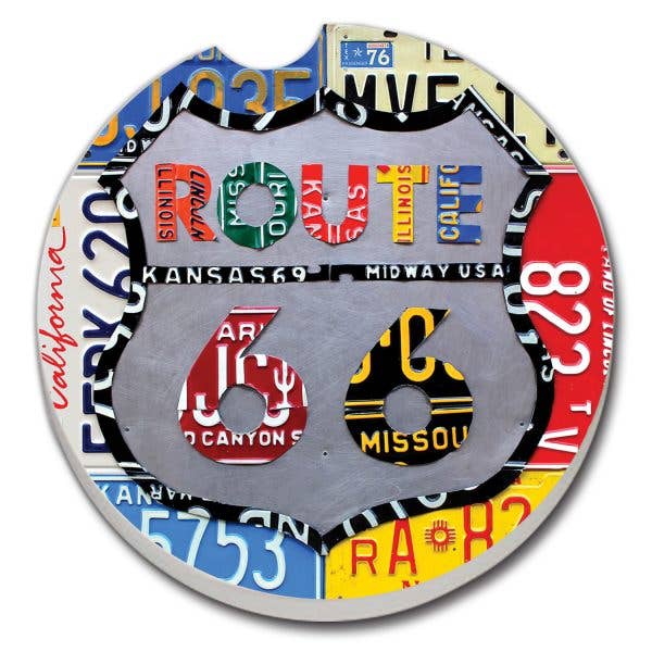 Posavasos de coche 1Pk - Placas de matrícula Route 66 para venta al por mayor de CounterArt/Highland Home/Thirstystone