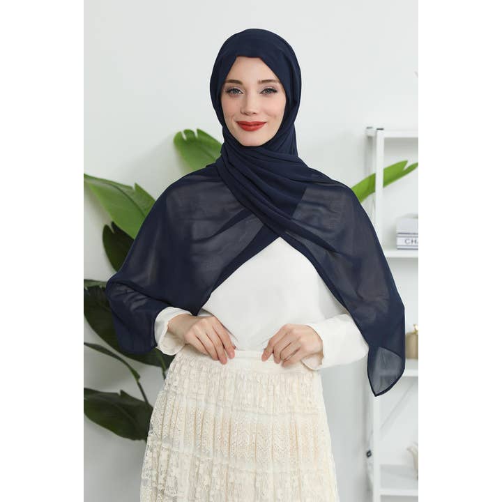 Aisha's Design - Wholesale Hijab – Women’s - Instant Chiffon Shawl Headscarf for Women with Cotton Bonnet Chiffon Turban Cap, Ready-to-Wear Soft Chiffon Shawl Instant Hijab Wrap,PS-46102