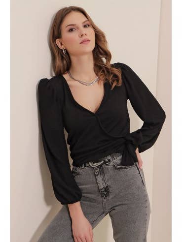 Mani Textile - Wholesale Blouse - Women's - Cache Coeur shirt - Black2