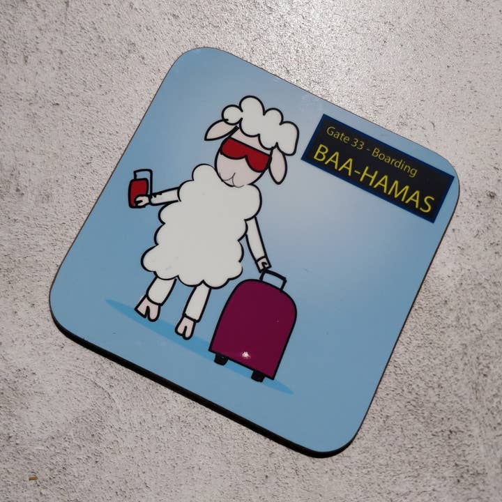Baa-hamas Illustrated Coaster for wholesale by FayDixonDesign