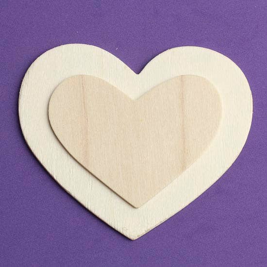 Unfinished Layered Wooden Heart Cutout – DIY Craft Shape for wholesale by Factory Direct Craft
