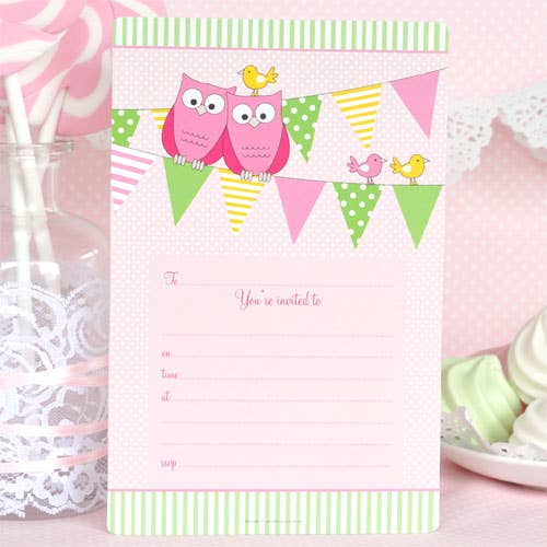 Illume Partyware - Wholesale Invitations - Owl Pink Invite - Pack of 121