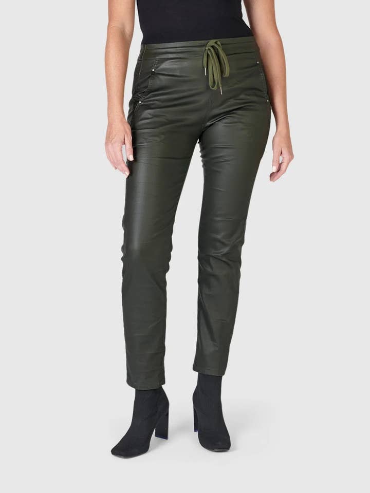 Coated Iconic Stretch Jeans, Forest for wholesale by Alembika
