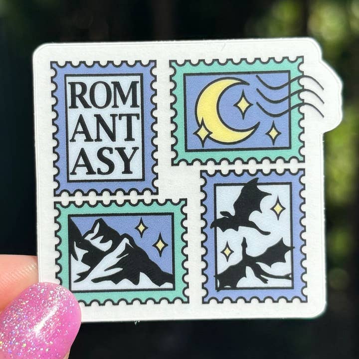 Autocollant mat transparent Romantasy Stamps pour la vente par Awfullynerdy.co