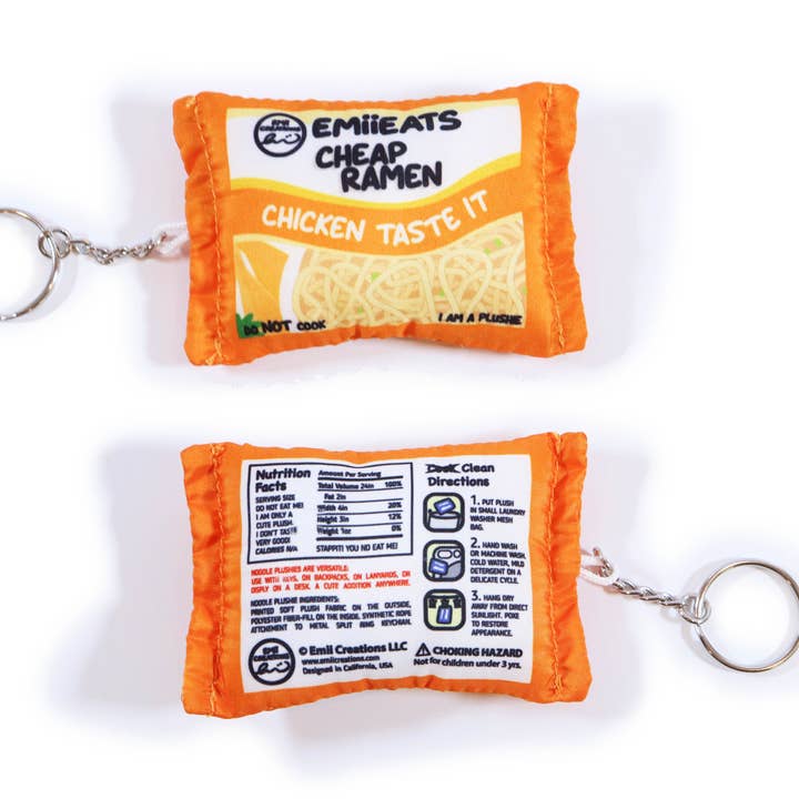 Emii Creations - Wholesale Keychain - Women's - Tiny Instant Cheap Ramen Noodle Plush Keychain