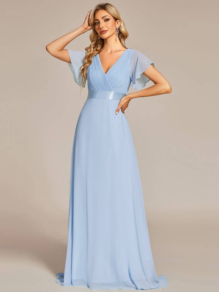 Ever-Pretty - Wholesale Gown – Women's - Double V-Neck Ruffles Chiffon Bridesmaid Dress44