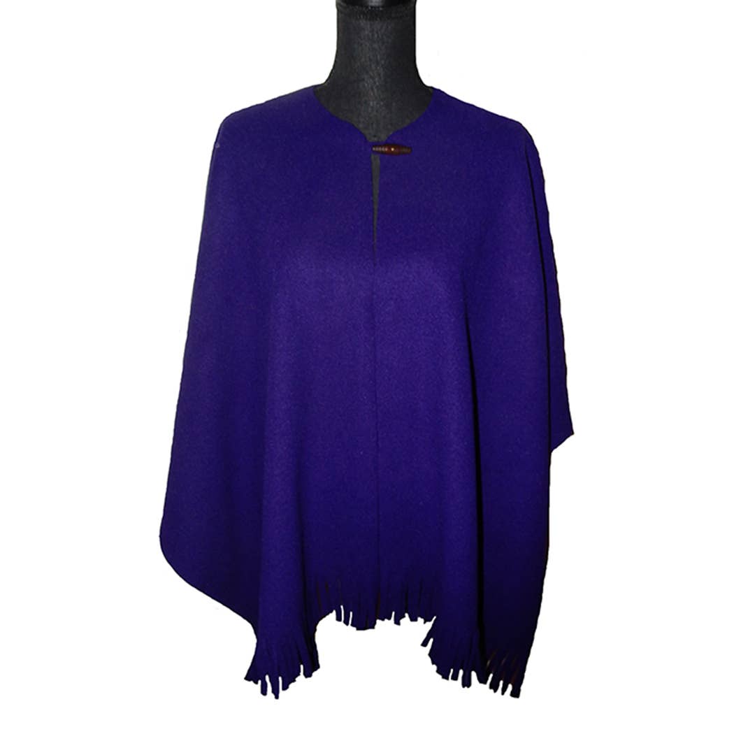 Swanque - Wholesale Poncho - Women's - Fringed Mantoque with Button - Adult0