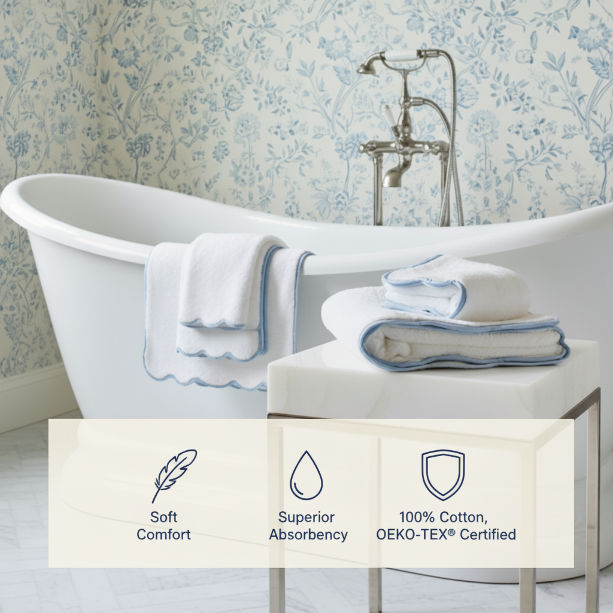 Lotus Linen – wholesale Badrumsmatta – Lyxig badrumsmatta i bomull med kammusselkanter76