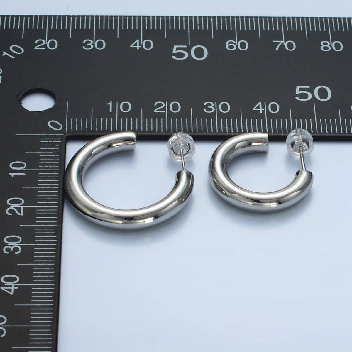Aim Eternal - Wholesale Hoop Earrings - Silver Filled 35mm Minimalist C-Shaped Hoop Earrings | AD7253