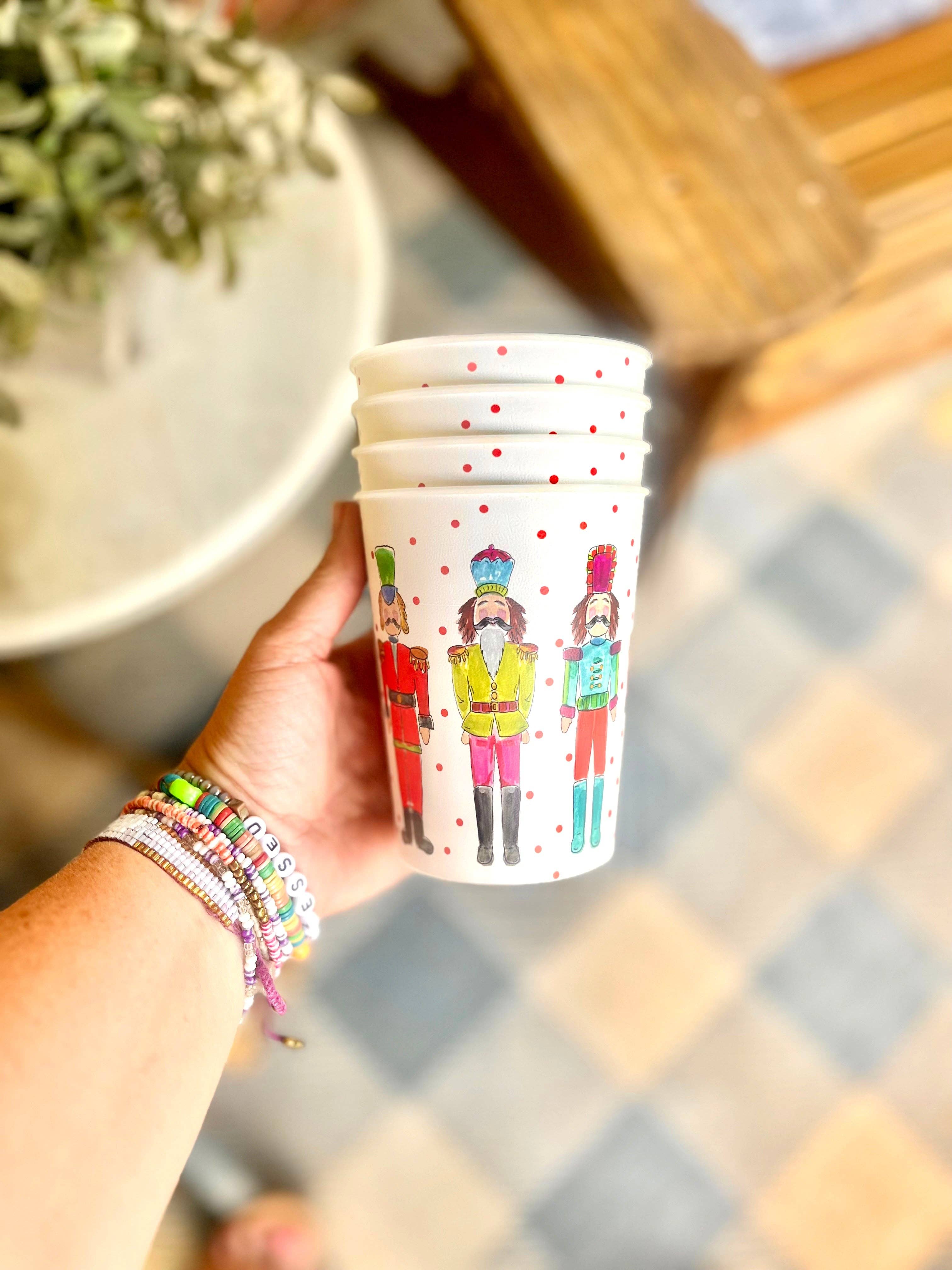 Happy By Rachel, LLC - Wholesale Disposable Cup - Nutcracker Reusable Party Cups-Set of 60
