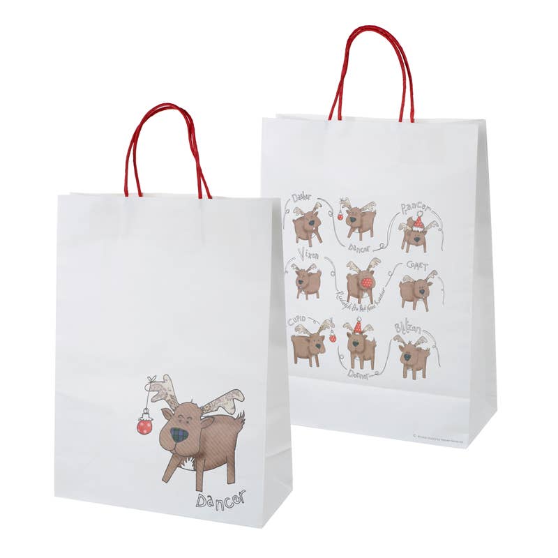 Heaven Sends – wholesale Gift bag – WHITE CARRIER RED HANDLE NAMED REINDEER (2)0