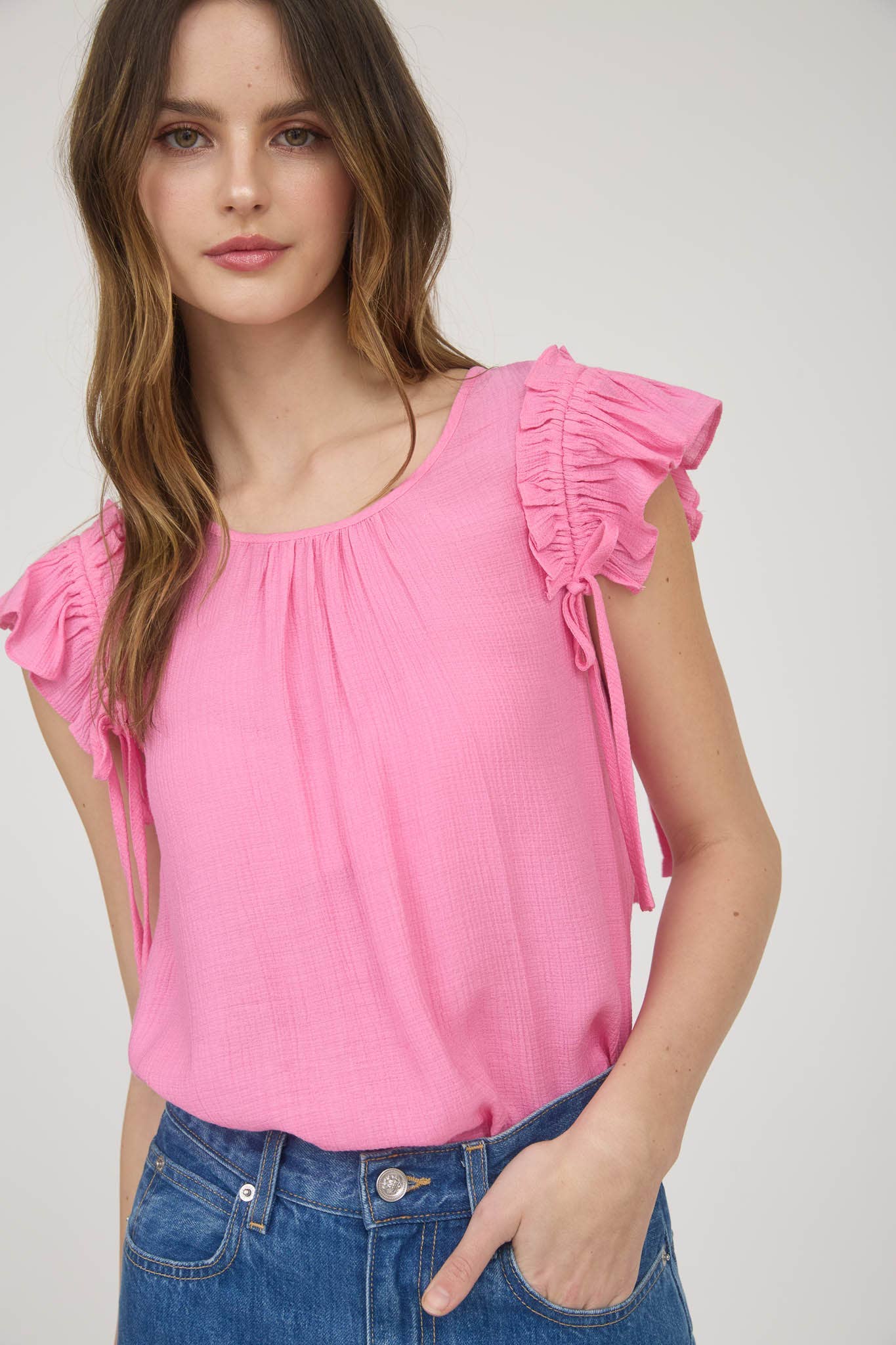 MINE - Wholesale Blouse - Women's - RUFFLE DETAIL DRAWSTRING DETAIL BLOUSE9