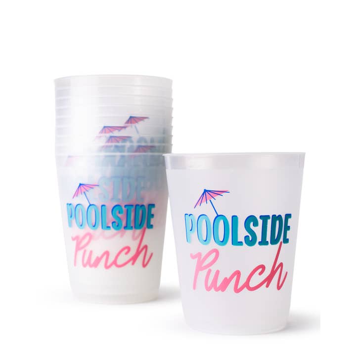 Vasos para Fiesta de Ponche junto a la Piscina Escarchado/Rosa/Azul 16oz Juego de 10 para venta al por mayor de The Royal Standard