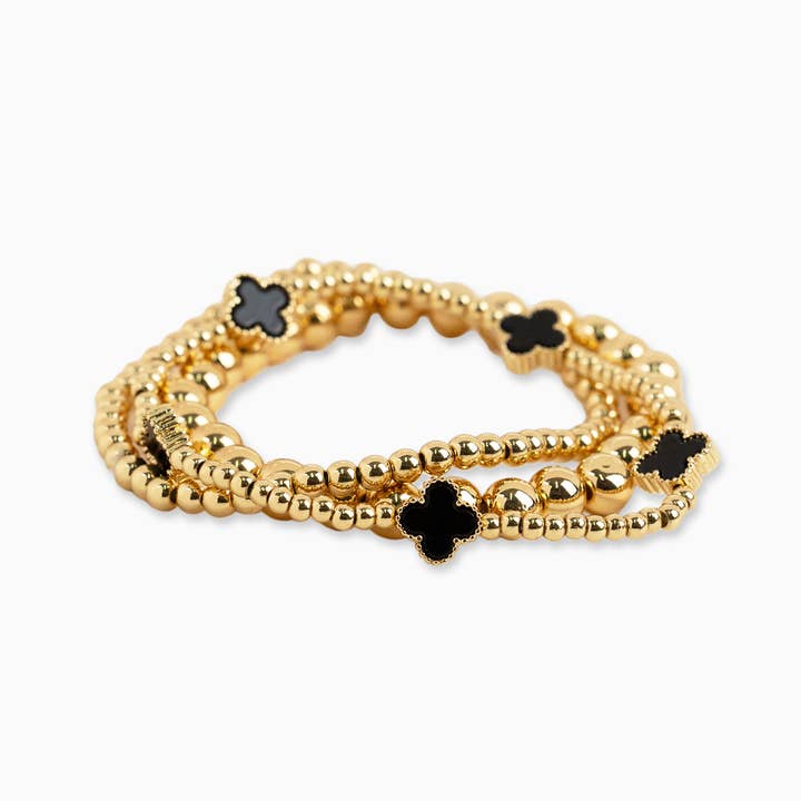 Sessori - Wholesale Jewelry Set - MOP Clover Stretch Beaded Bracelets, Set of 33