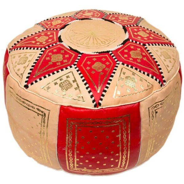 Pouf marocain rouge pour la vente par Morrisque
