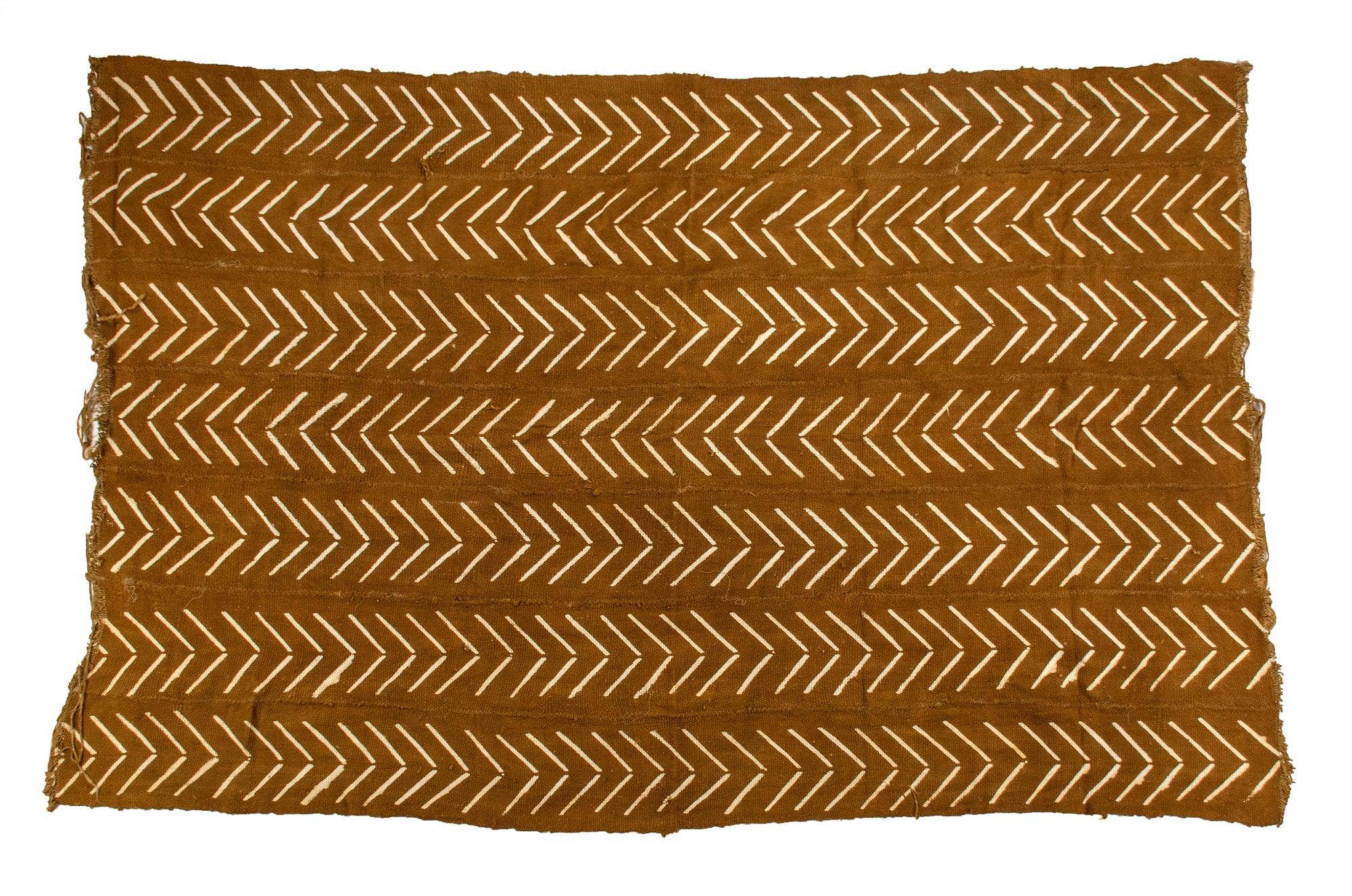 The Bead Chest - Wholesale Tapestry/textile - Caramel Brown Bogolan Mali Mud Cloth (Minimalist Design)1