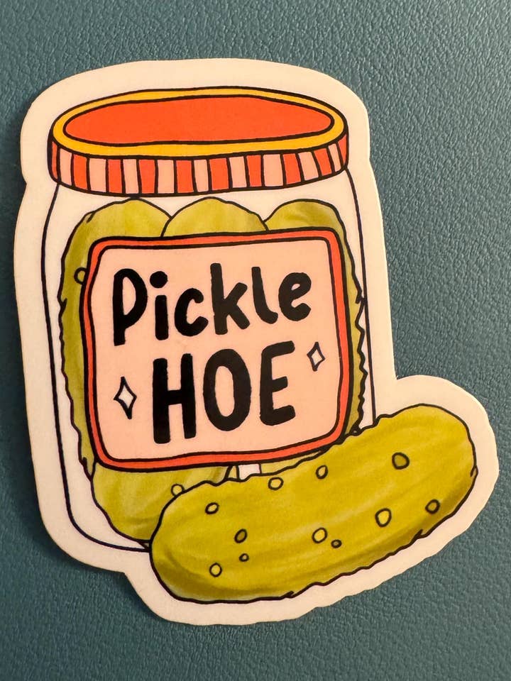 Pickle Hoe Waterproof Vinyl Sticker, Pickle Girl Sticker, Pickle Lover, Pickle Jar, Kindle Sticker for wholesale by Cedar and Saltwater Co