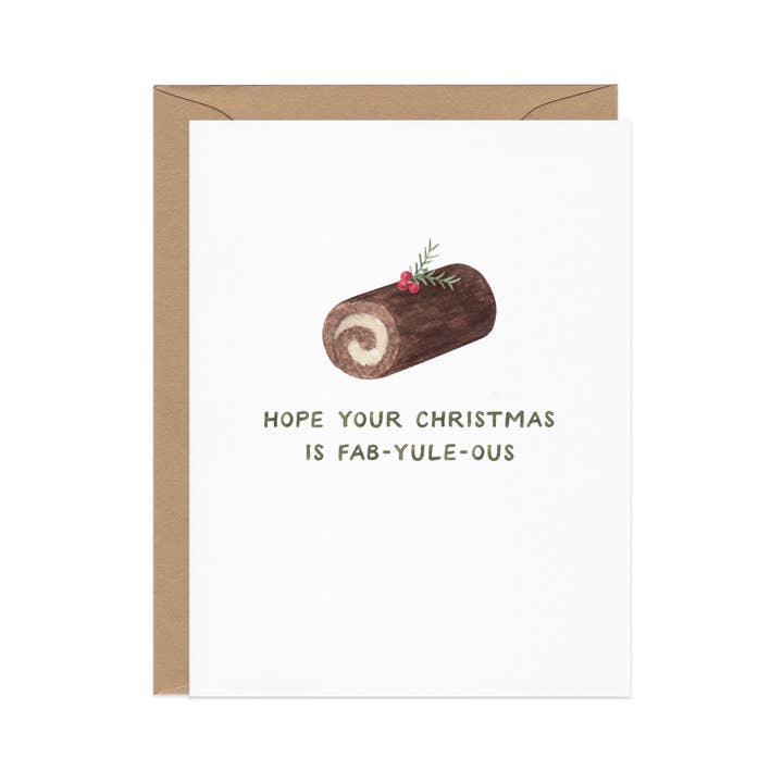 Amy Zhang - Wholesale Christmas Card - Fab-yule-ous Christmas — Food Pun Holiday Card