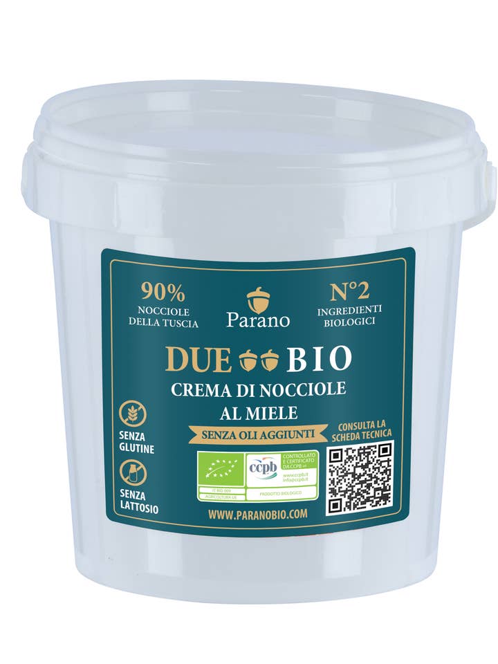 DUEBIO - 90% hazelnut cream and organic honey - 5 Kg for wholesale by Az. Agr. Parano di Filesi Anselmo