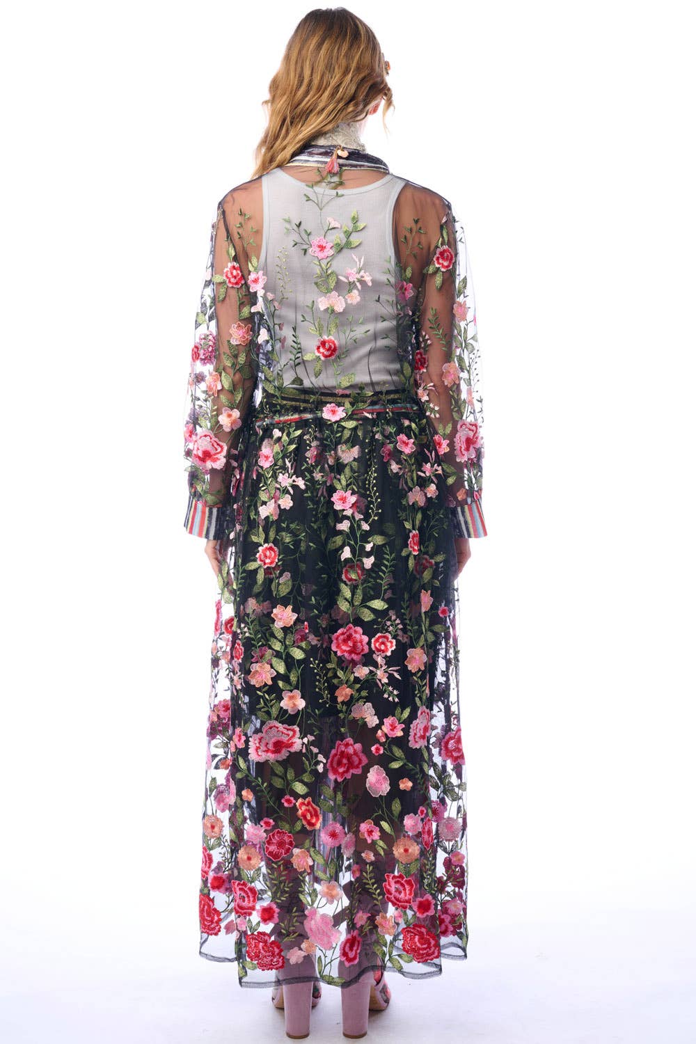 Aratta | Women's Fashion - Wholesale Kimono - Women's - Dark Rose Embroidered Duster8