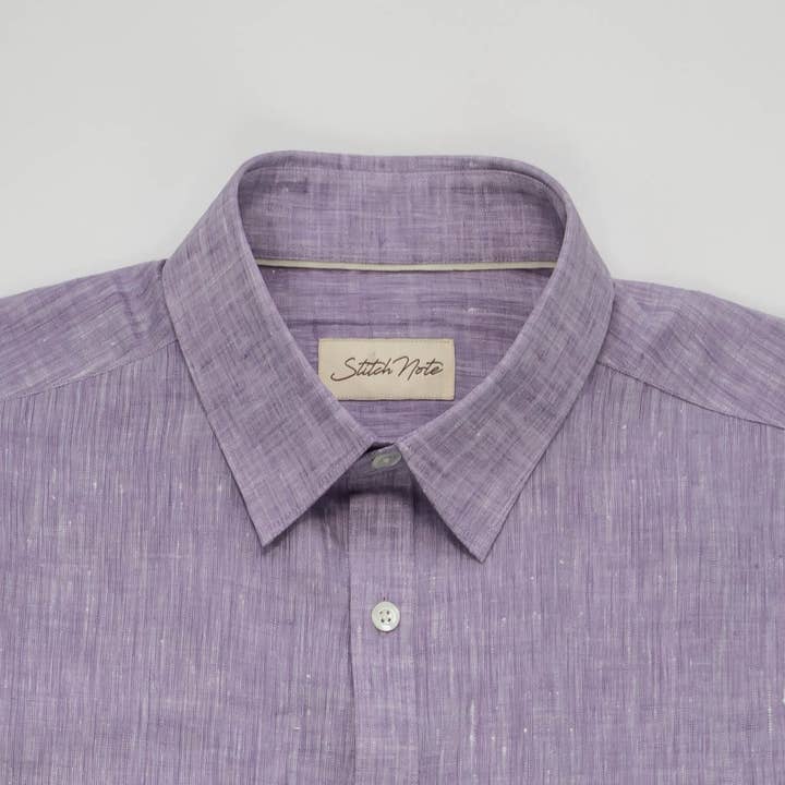 Stitch Note - Wholesale Button Down Shirt - Men's - Pocket Melange Linen Long Sleeve Shirt