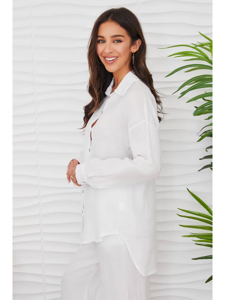 MILIO MILANO - Wholesale Button Down Shirt - Women's - LINEN LONG SLEEVE HI-LO BUTTON DOWN TOP (707015B-LONGSLV)13