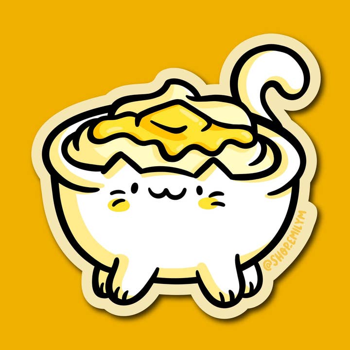 Autocollant en vinyle Chat Purée de Pommes de Terre pour la vente par Shop Emily M