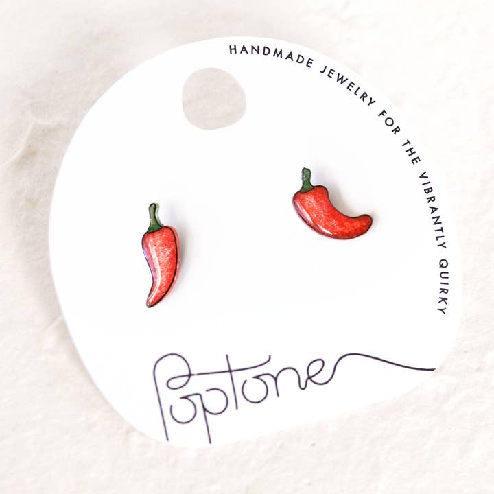 Pendientes de tuerca de chile rojo para venta al por mayor de Poptone Co.