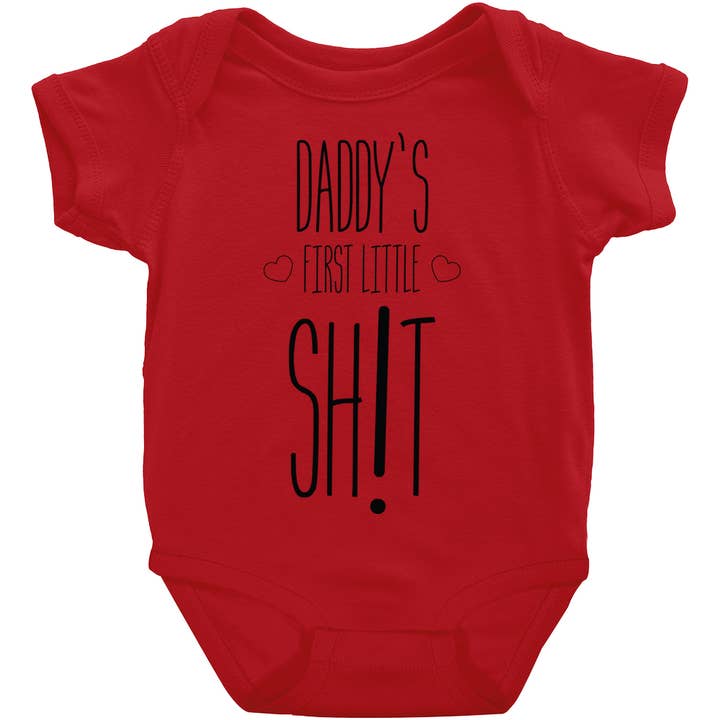 Design à manches courtes "Premier Petit Merdeux de Papa" 2 pour la vente par Potty Mouth Tots