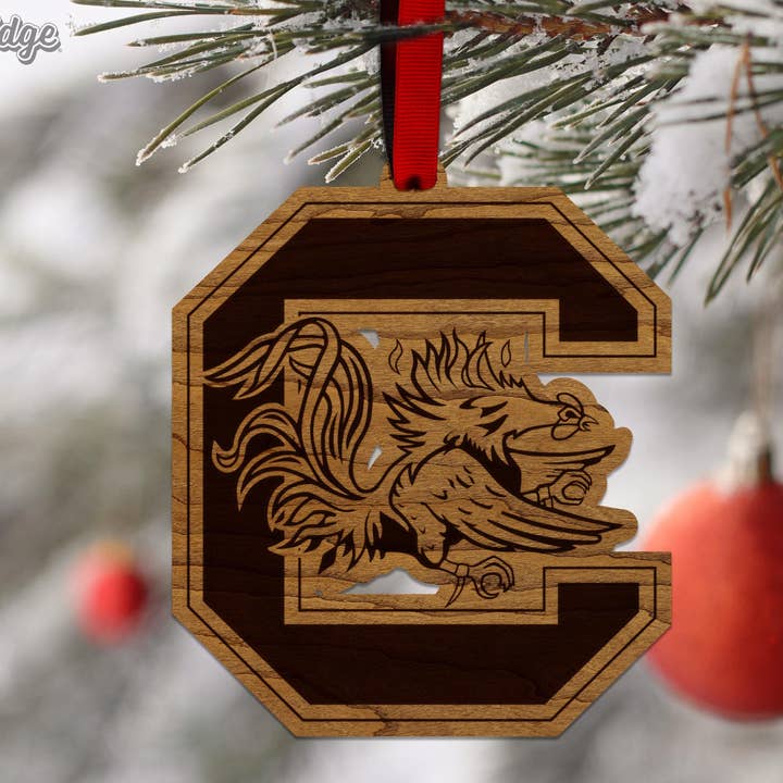 LazerEdge - Wholesale Ornament - University of South Carolina Gamecocks Ornament – Crafted from Cherry and Maple Wood – USC Gamecocks2