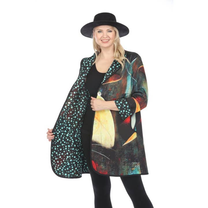 A-Line Frakke Picasso Plus Size for engroshandel hos Fenya V.