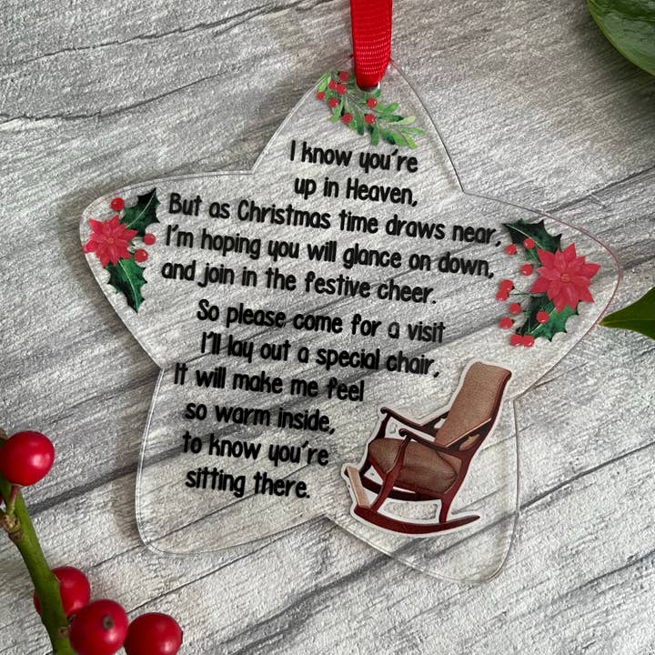 Christmas Star Memorial Heaven Poem Keepsake Bauble for wholesale by Alphabet Bespoke Creations